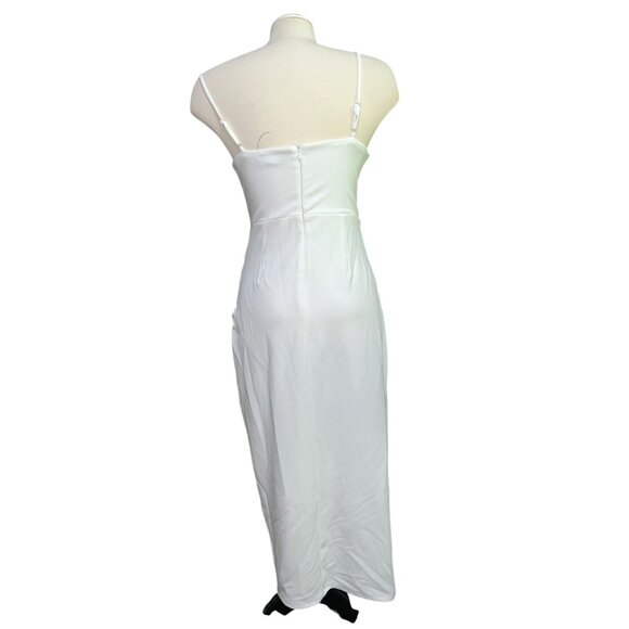 Lulus Always Turning Heads White Bustier Tulip Midi Dress Sz Medium Womens White - Picture 13 of 16